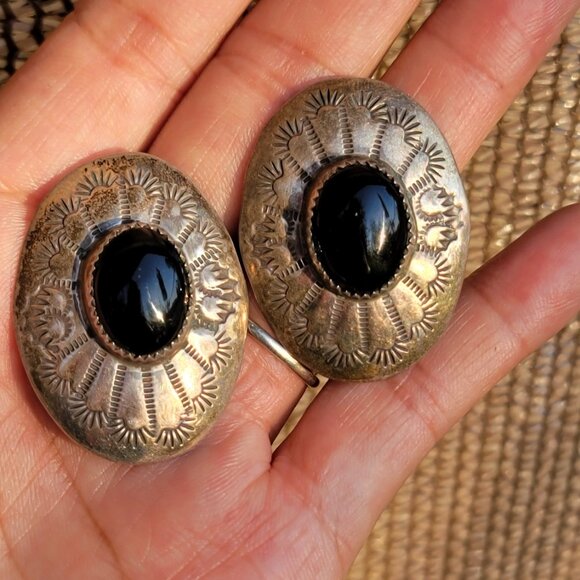 .Absolutely stunning vintage Native American handmade onyx stampwork large state - Picture 13 of 16